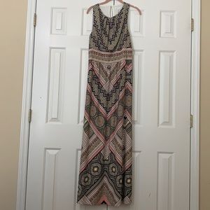 Navy Blue Print Maxi Dress